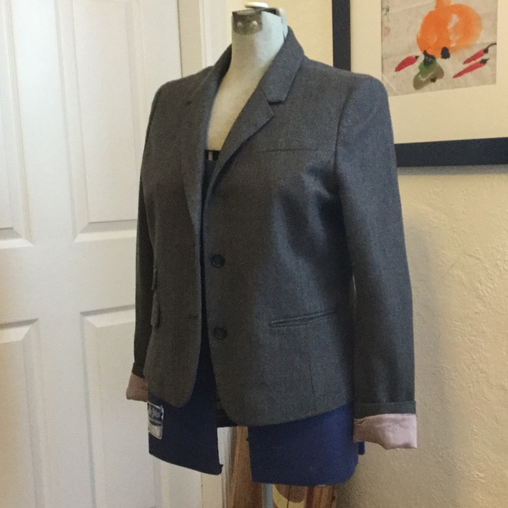 Anne Taylor Loft Grey Brown Tweed Blazer 12